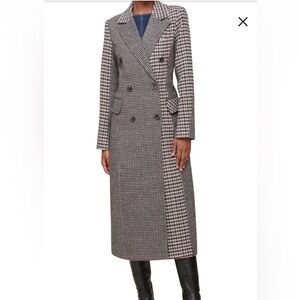 Avec Les Filles Houndstooth Trench Coat in Black and Brown